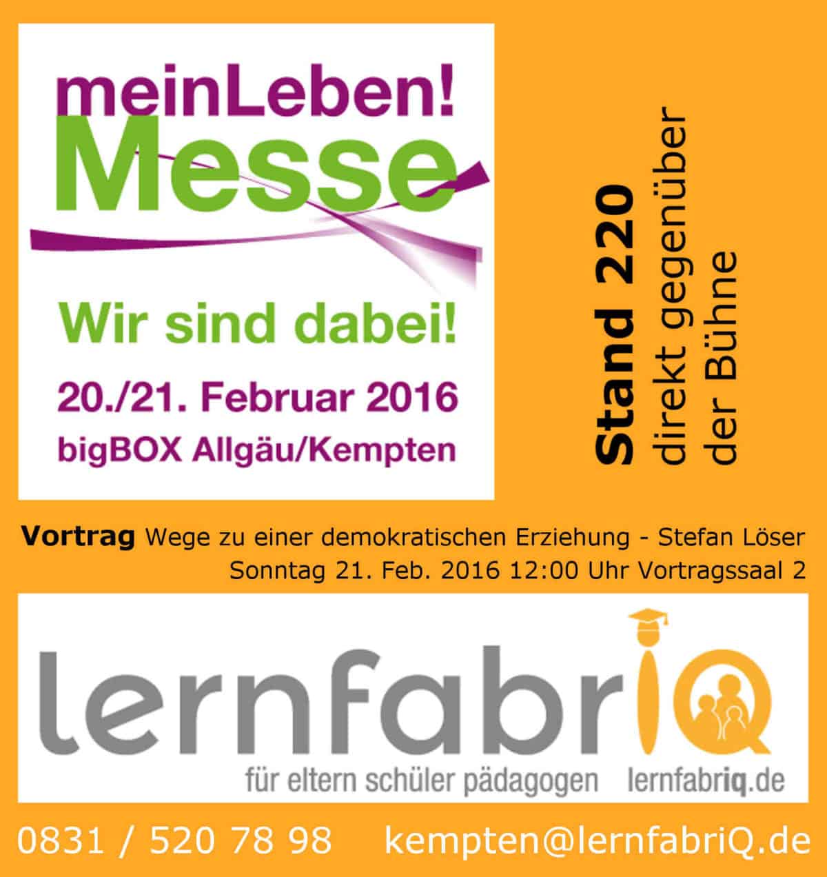 Messe meinLeben! 2016 - Wir sind dabei!