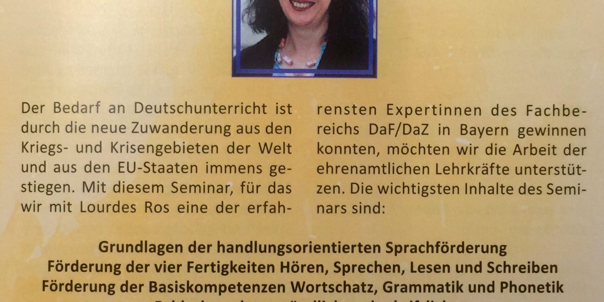 Seminar ,,praktische Anregungen zur ehrenamtlichen Deutsch-Förderung´´ für Lehrkräfte in Kempten.